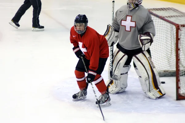 Defensive scene of Switzerland ice hockey team