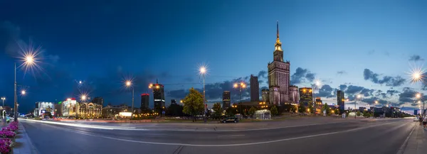 Panorama of Warsaw city at night