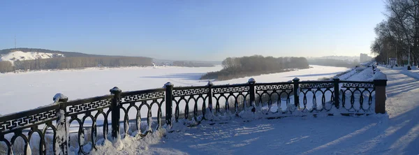 Embankment of Tom river in winter in Kemerovo city