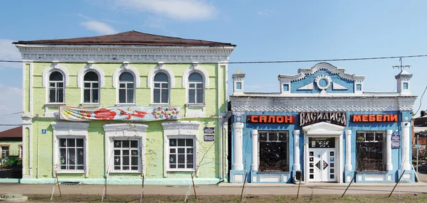 Old houses built in the late 19th century in the town of Mariinsk, Kemerovskaya region, Siberia, Russia