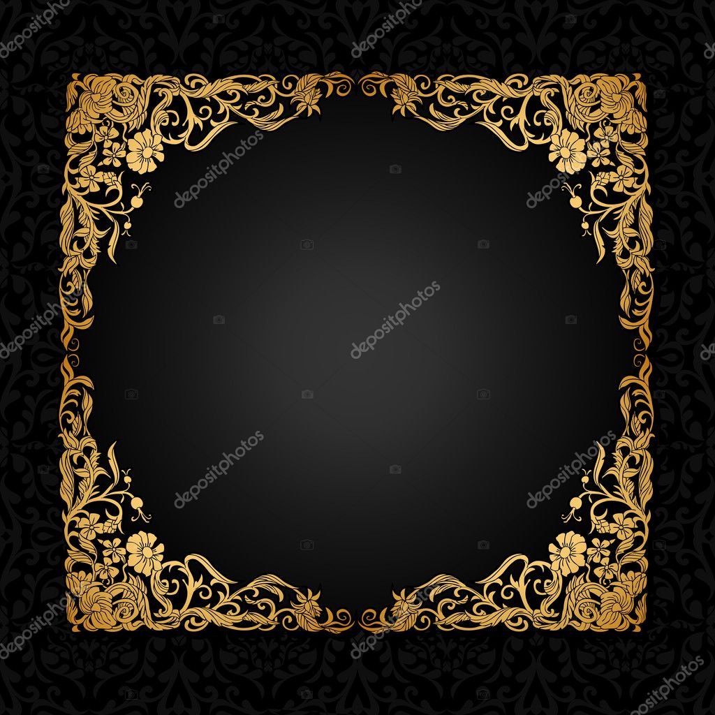 Sfondo vintage con ornamento antica, lusso, nero e oro ...