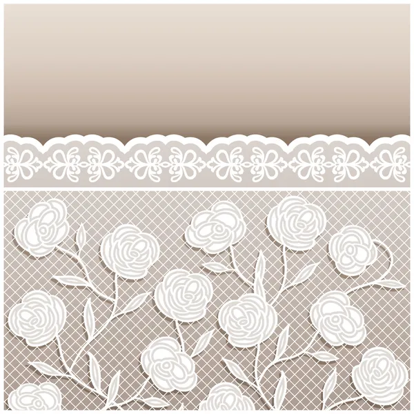 Vintage style beige wedding card with lace ornaments, beautiful light background