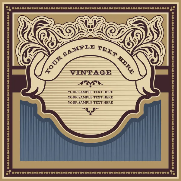 Vintage background design, ornamental label,  curly elegant banner, hipster style retro card