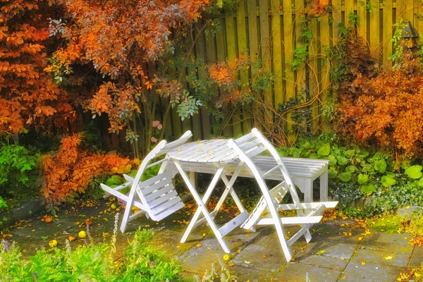 A photo of Garden furniture in autumn