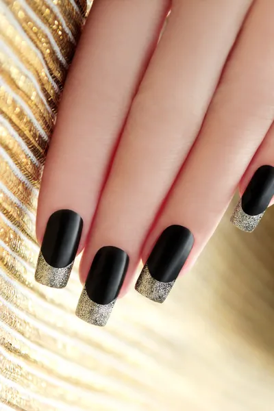 Black French manicure.