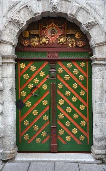 Vintage wooden door of the Tallinn city