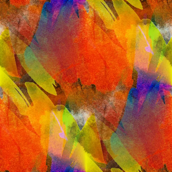 Seamless painting orange red yellow watercolor blue with bright