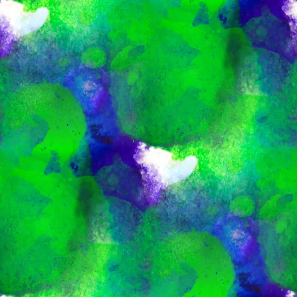 Watercolor texture green blue painting background with blots