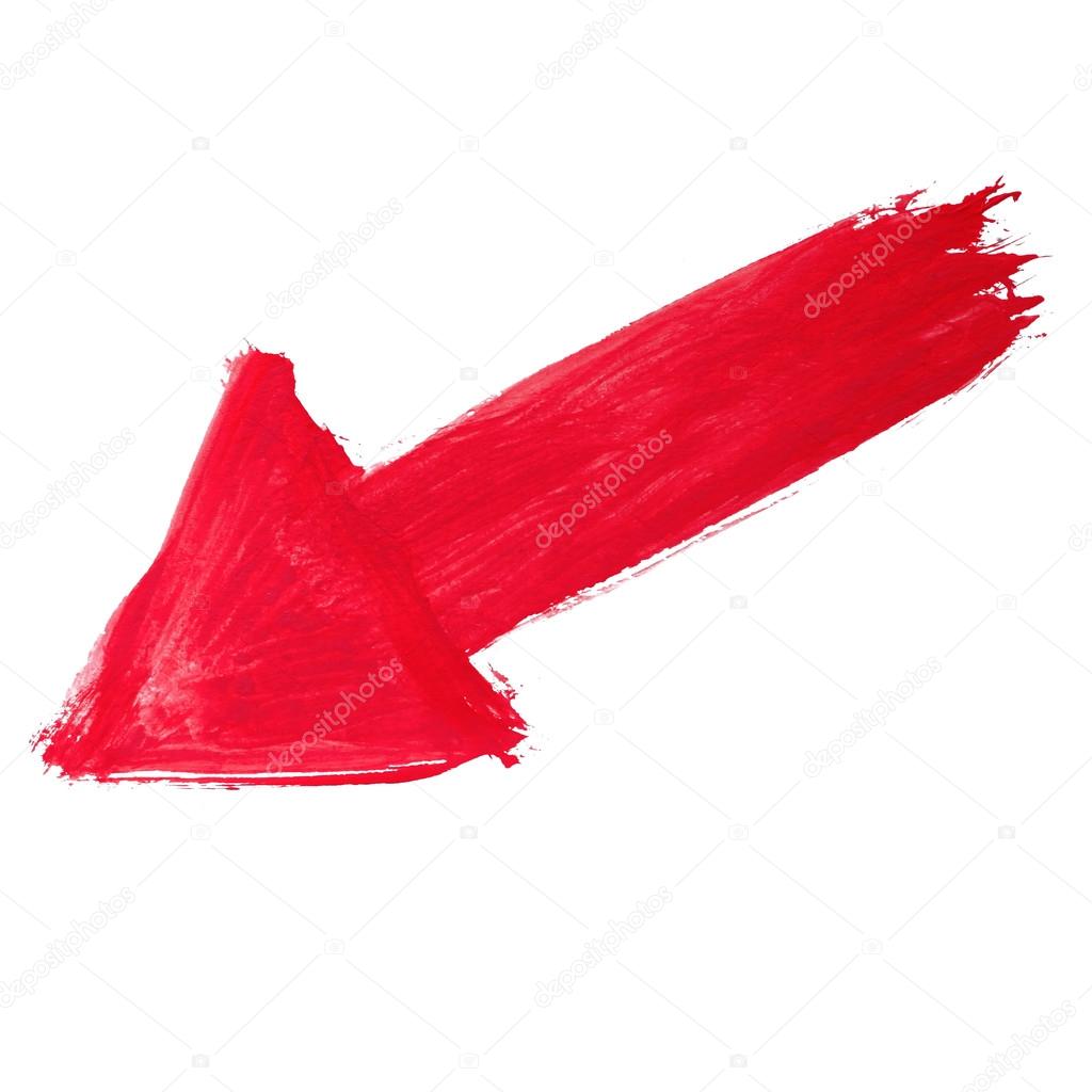 Paint brush red arrow pointer watercolor texture stroke color is