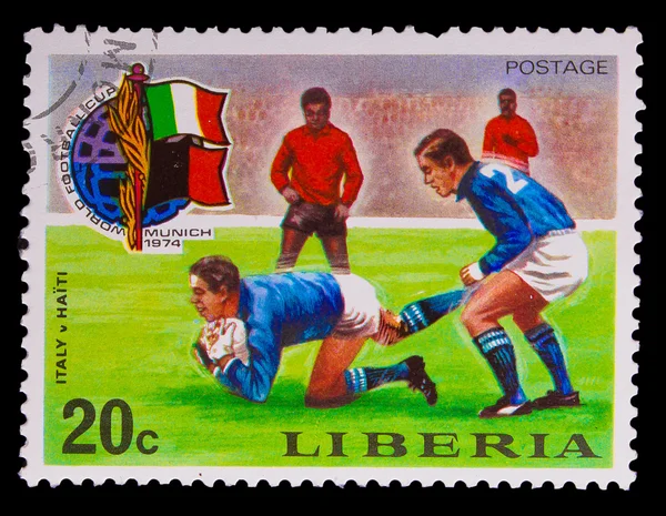 LIBERIA - CIRCA 1974: A post stamp printed LIBERIA, Italy vs. Ha