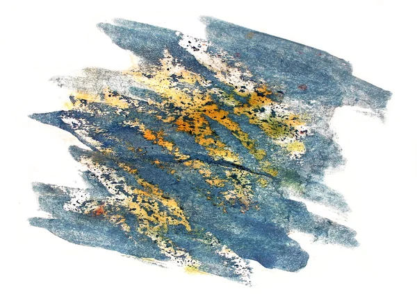 Splash yellow, blue paint blot watercolour color water ink isola