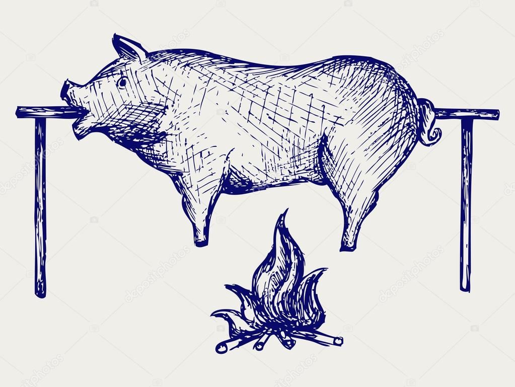 Cerdo asado — Vector de stock © Kreativ 18604573