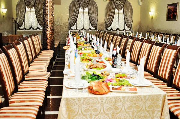 Banquet table in the restaurant