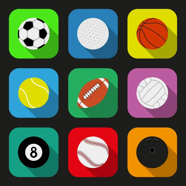 Sport balls flat icons set