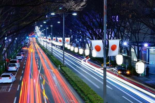 Road Lined with Japanese Flags