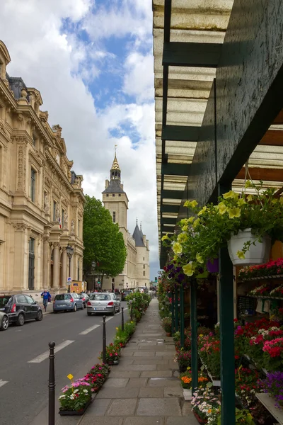 Flower Market on Cite island near Conciergerie in Paris, France
