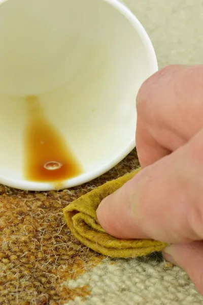 Cleaning a coffee stain from a carpet