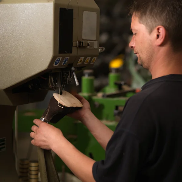 Adult man working in a shoe factory