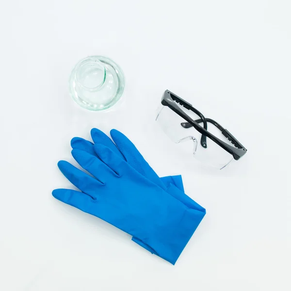 Laboratory accessories on white table