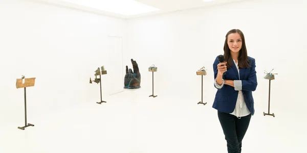 Interview at sculpture exhibition