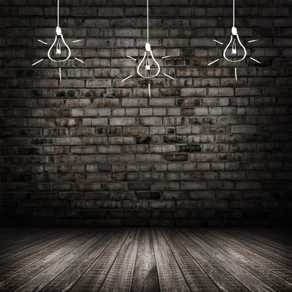 Dark room vintage with wall and wood floor background