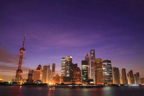 Purple fantasy sky background of Shanghai city landscape