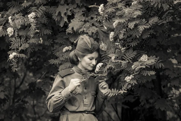 Young woman in Red Army form