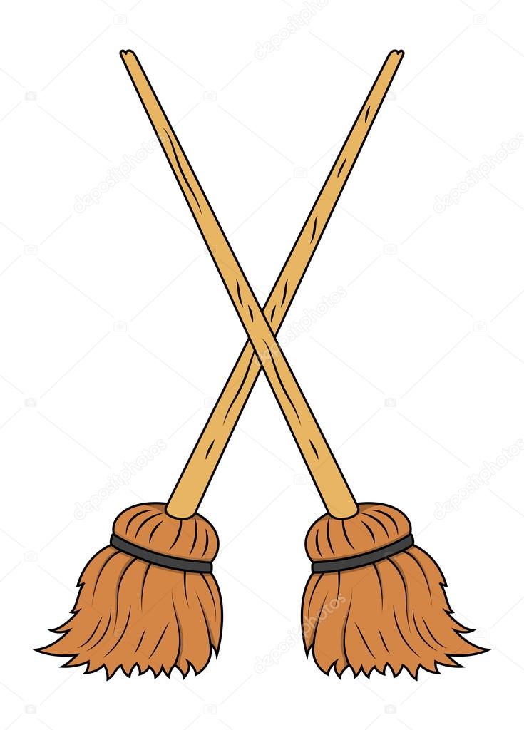 Crossed broom vector — Stock Vector © baavli 32532065