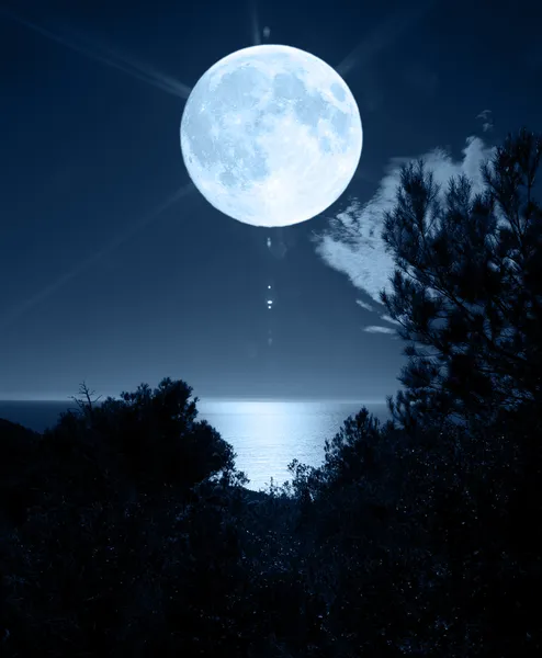Full moon over sea