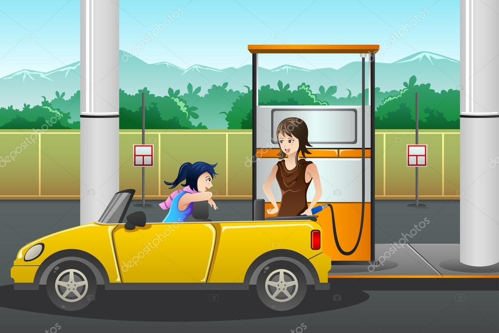 La gasolina con el gas sobre las gasolineras