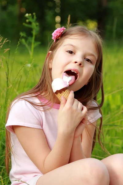 Little girl  with ice cream