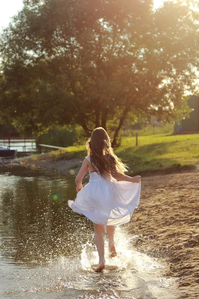 Girl running on water