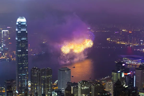 Fireworks in Hong Kong, China