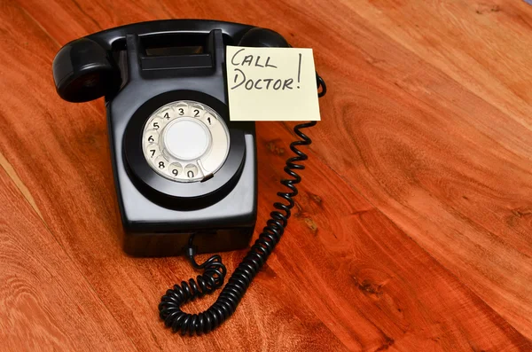 Black retro bakelite telephone