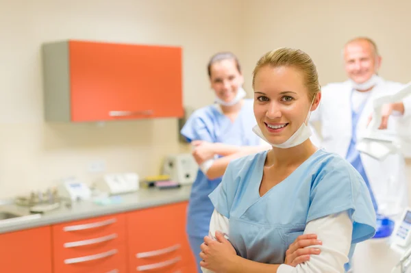 Young nurse dental team at surgery office