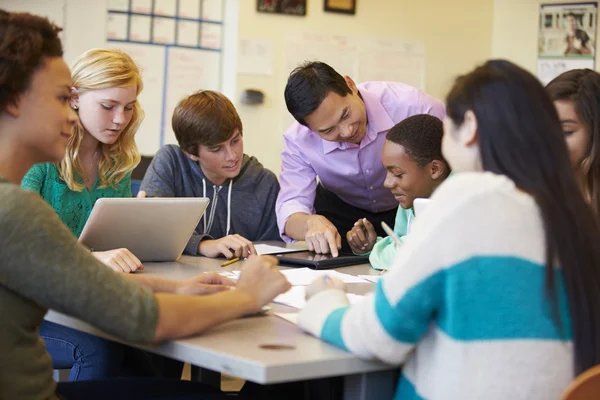 High School Students With Teacher