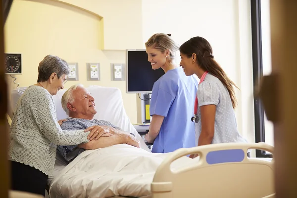 Medical Team Meeting With Senior Couple In Hospital Room