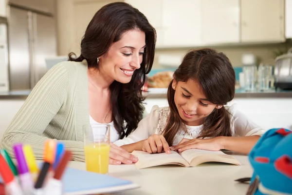 Mother Helping Daughter With Reading Homework