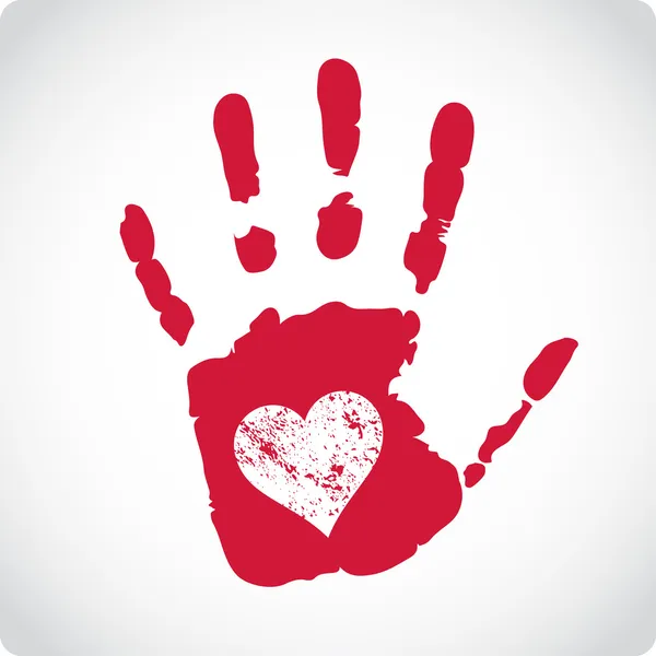 Romantic Valentine postcard with handprints and heart
