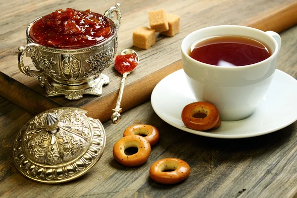 Tea with fig jam.