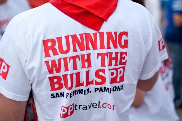 PAMPLONA, SPAIN -JULY 8: The man in the original T-shirt at the