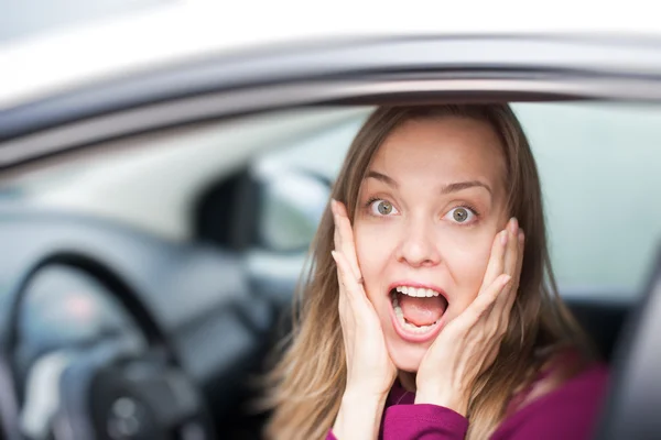 Female driver shocked