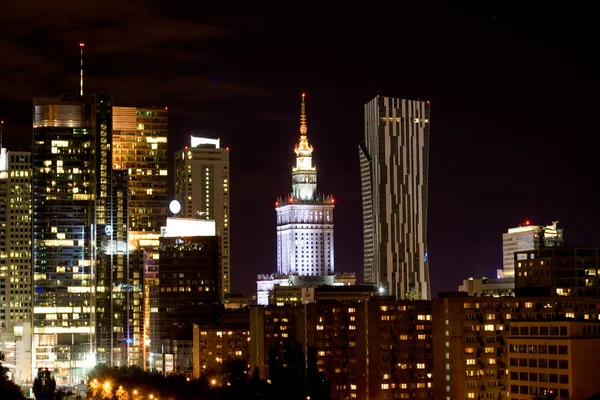 Night view of the city, Warsaw, Poland