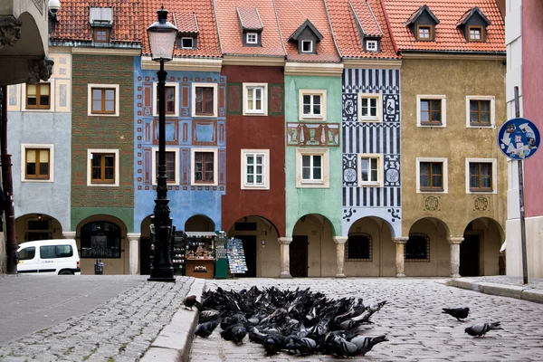 Funny buildings on Market Square in Poznan, Poland, Europe.