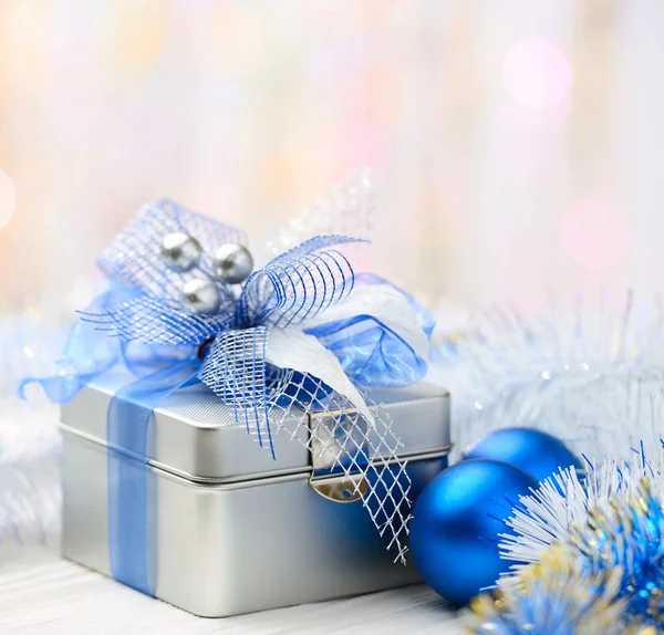 Christmas gift box on abstract background