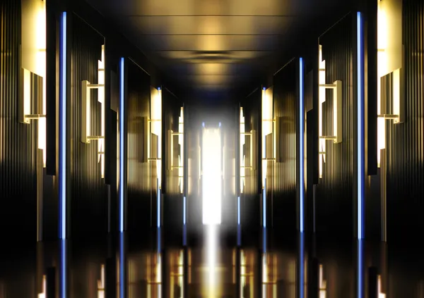 Modern perspective corridor illuminated