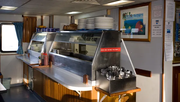 Catering a food warmers on board a boat