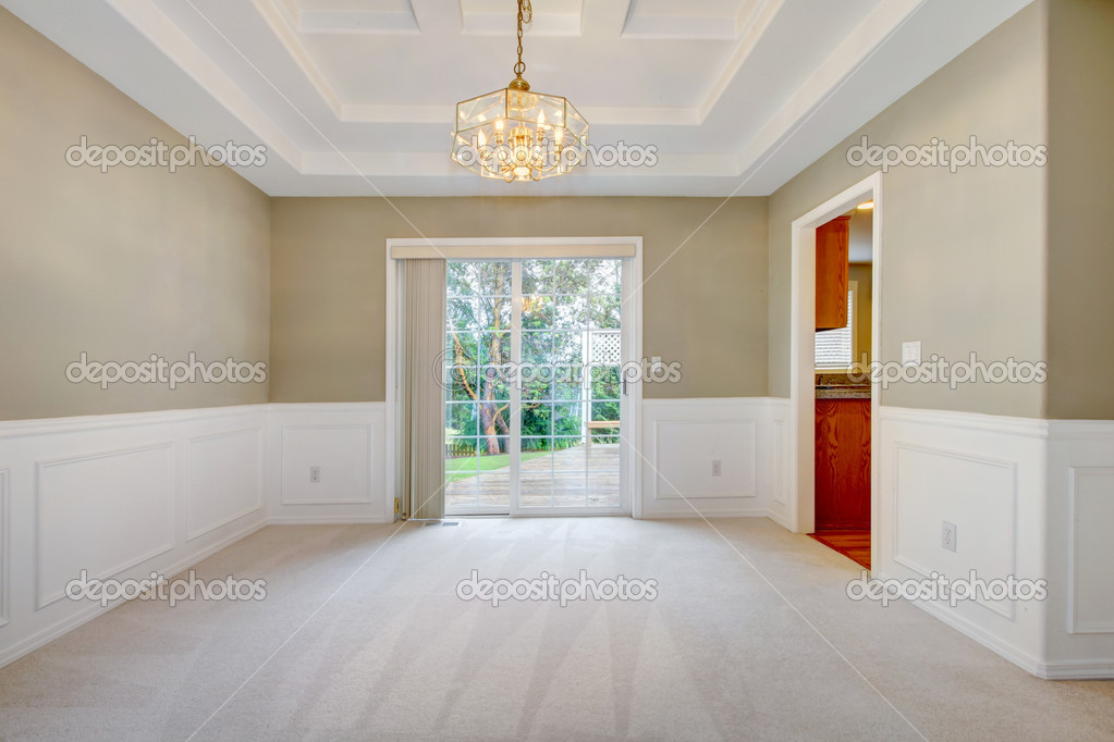 Empty luxury home interior of dining and living room. — Foto Stock