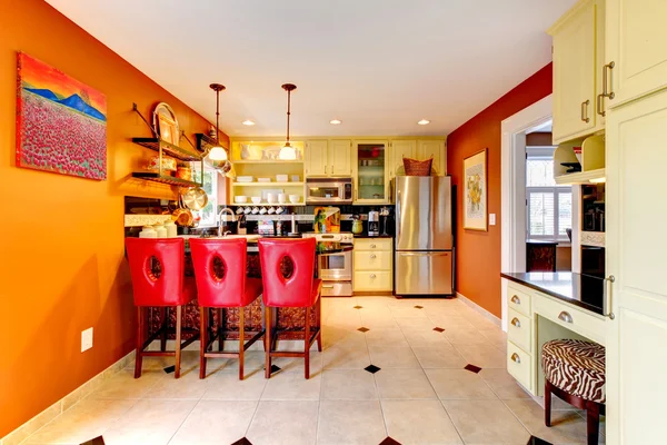 Warm colors cozy kitchen room