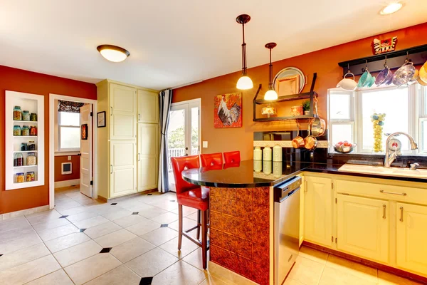 Warm colors cozy kitchen room